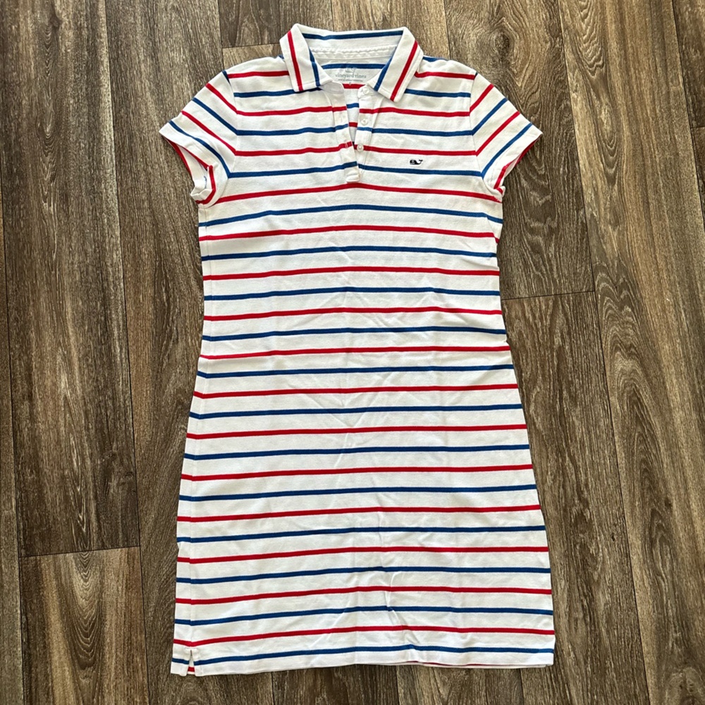 Vineyard Vines Polo Dress with Red and Blue Stripes